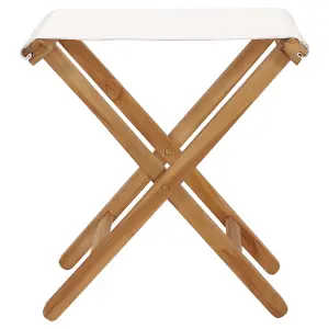 Berkfield Folding Chairs 2 pcs Solid Teak Wood and Fabric Cream White