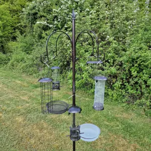 Metal Complete Bird Feeding Station with 5 Feeders and Stabiliser Stand