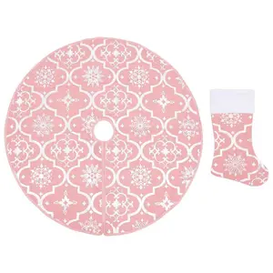 Kimber Luxury Christmas Tree Skirt with Sock Pink / 122 cm