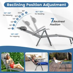 Costway Folding Chaise Lounge Chair Outdoor Portable Adjustable Reclining Chair