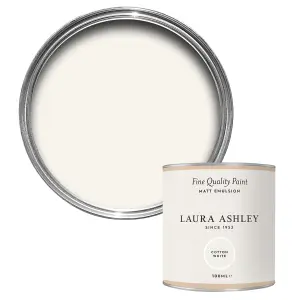 Laura Ashley Cotton White Matt Emulsion paint, 100ml