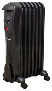 Schallen Oil Filled Radiator 1500W 7 Fin Portable Heater with Thermostat - BLACK