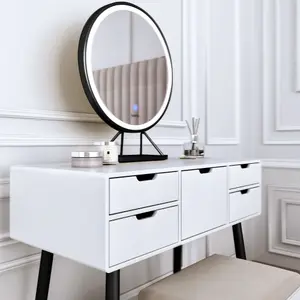 Gabriella Black Dressing Table with Touch Sensor LED Mirror