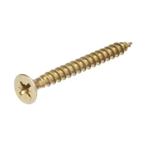 Goldscrew PZ Flat countersunk Yellow-passivated Carbon steel Screw (Dia)5mm (L)50mm, Pack of 200