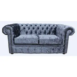 Chesterfield Handmade 2 Seater Sofa Settee Senso Dusk Blue Velvet In Classic Style