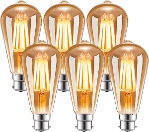 Extrastar 4W LED Filament Light Bulb B22, 2200K, Pack of 6