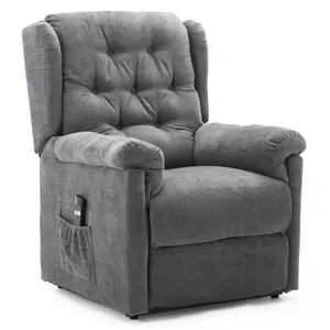 Barnsley Fabric Electric Single Motor Riser Rise Recliner Lift Mobility Tilt Armchair Charcoal