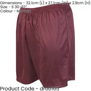 S - MAROON Adult Sports Micro Stripe Training Shorts Bottoms - Unisex Football