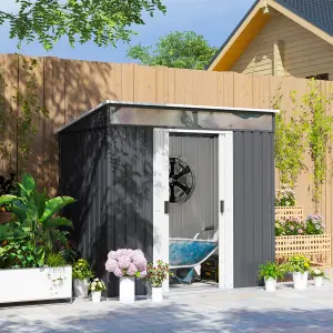 Outsunny 6.5x4FT Garden Shed Lockable Metal Tool Shed Grey