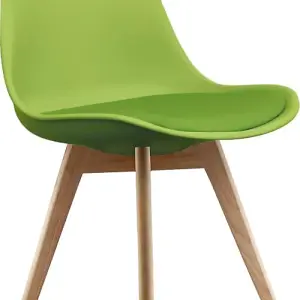 Soho Green Plastic Dining Chair with Squared Light Wood Legs