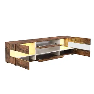 Kirsten Wooden TV Stand In Rustic Oak With LED Lighting