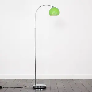 Derosier 152cm Arched Floor Lamp Chrome / Green