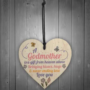 Red Ocean Godmother Asking Gifts Thank You Sign Wooden Heart Christening Godparent Godfather Friendship Gifts