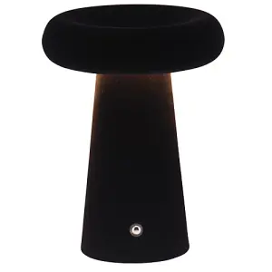 Designer Soft Black Felt Rechargeable Lamp with Donut Shade 3-Way Touch Dimmable