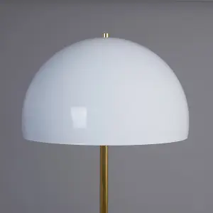 ValueLights Dargai Contemporary Gold & White Mushroom Floor Lamp - Includes 6w LED Golfball Bulb 3000K Warm White