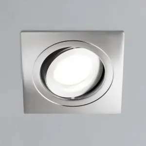 Litecraft Pack of 5 Chrome Modern IP65 Square Tiltable Bathroom Downlights