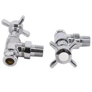 Right Radiators Traditional Towel Radiator Valves Angled Chrome Central Heating Taps 15mm (Pair)