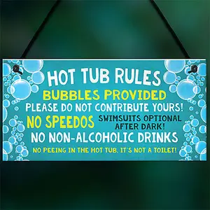 Red Ocean Hot Tub Rules Sign Funny Hot Tub Sign For Garden Hot Tub Accessories Gift For Women Men Garden Signs