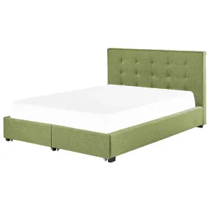 Fabric EU Super King Size Bed with Storage Green LA ROCHELLE