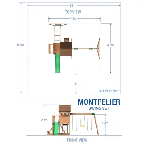 Backyard Discovery Montpelier Wooden Climbing Frame with 2 x Swings, Trapeze and 1 x Slide