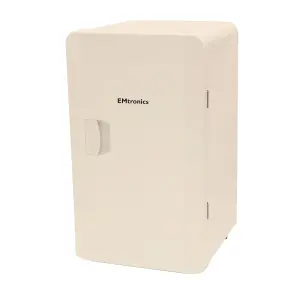 EMtronics 16L Compact Mini Cooler Fridge with Built-in 12V Power - Cream