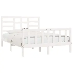 Berkfield Bed Frame White Solid Wood Pine 140x200 cm