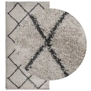 Shaggy Rug PAMPLONA High Pile Modern Beige and Anthracite 100x200 cm