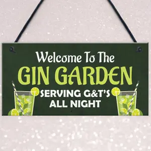 Funny GIN GARDEN Sign Home Gift Garden Sign Man Cave Plaque G and T Sign