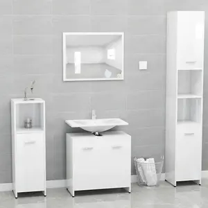 Berkfield Bathroom Cabinet High Gloss White 60x33x61 cm Engineered Wood