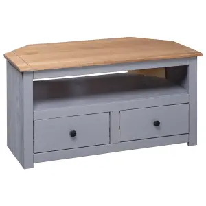 vidaXL Corner TV Cabinet Grey 93x49x49 cm Solid Pine Panama Range