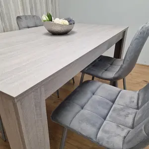 Dining Table and 4 Chairs  Grey 4  Grey Velvet Chairs Wood Dining Set Furniture