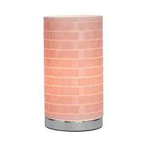 Inlight Hektor Cylinder Polished Pink Woven effect Table lamp