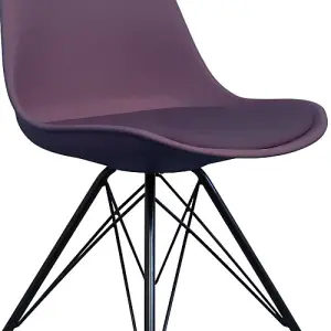 Soho Aubergine Plastic Dining Chair with Black Metal Legs