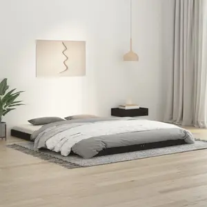 Bed Frame Solid Wood Black / 150 x 200cm