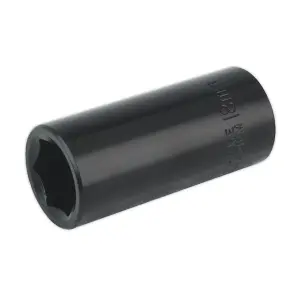 Sealey Impact Socket 18mm Deep 3/8" Square Drive Chrome Vanadium Black IS3818D