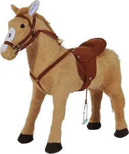 Jouet Kids Plush Ride On Standing Horse With Sound Effects - Beige | Robert Dyas