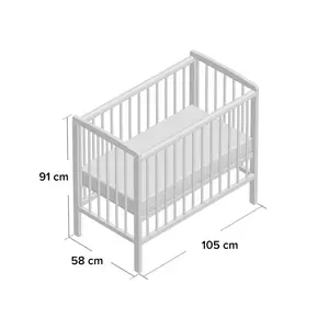 Sydney Mini Cot with Mattress White