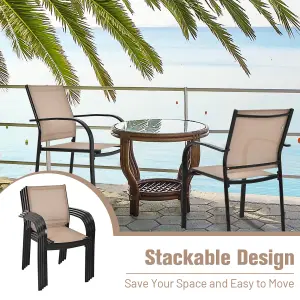 Costway 2 PCS Outdoor Dining Chairs Garden Patio Bistro Stackable Chairs