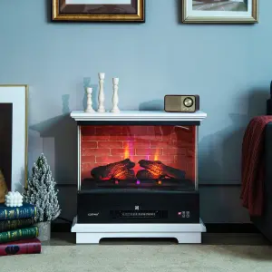 Costway 27" Freestanding Fireplace 2000W Electric Fireplace Heater W/ 3-Level Vivid Flame