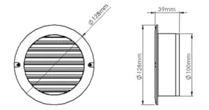 100mm Round Grille Beige with Fly Screen (4" Spigot)