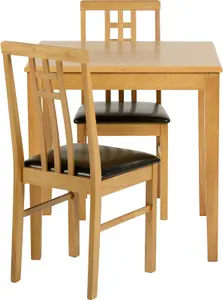 Vienna 2 Seater Dining Set Fixed Top in Medium Oak