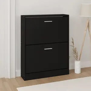 Shoe Cabinet Black 59x17x81 cm Engineered Wood