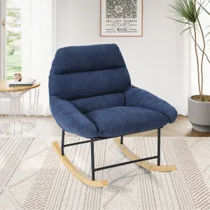 Rocking Chair Nursery, Lamb Wool Removable Glider Rocker, Blue Grey