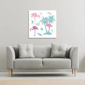 Palm & Flamingo (Canvas Print) / 61 x 61 x 4cm