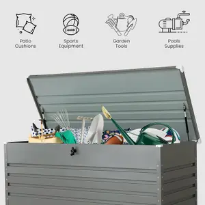 Olsen & Smith Garden Metal Storage Box 1000L Lockable Gas Lift 185x82x75cm Weather-Resistant Anthracite