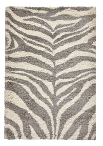 Ivory/Grey Abstract Modern Easy to Clean Rug for Living Room Bedroom and Dining Room-160cm X 220cm