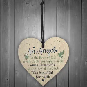 Red Ocean Angel Baby Memorial Gifts Wooden Hanging Heart Shabby Chic Plaque Heaven Love Bereavement Sign