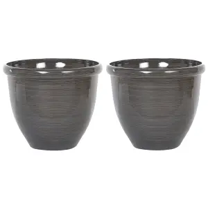 Set of 2 Plant Pots 49 cm Brown TESALIA