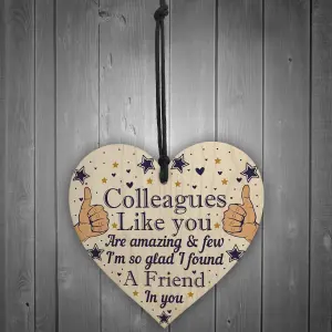 Red Ocean Colleague Thank You Gifts Wooden Hanging Heart Plaque Friendship Gift Sign Work Leaving Gifts For Colleagues