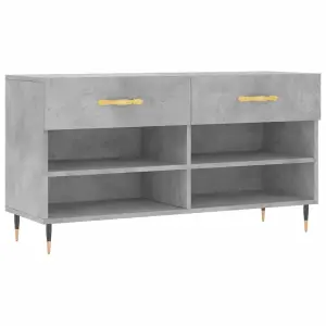 Berkfield Shoe Bench Concrete Grey 102x35x55 cm Engineered Wood